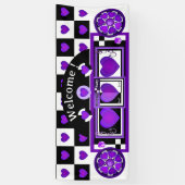 B&Wパープルハートの打ち付け 横断幕 (縦)