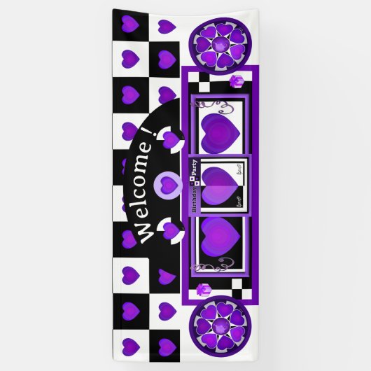 B&Wパープルハートの打ち付け 横断幕 (縦)