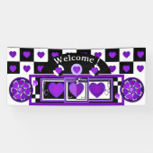 B&Wパープルハートの打ち付け 横断幕 (横)