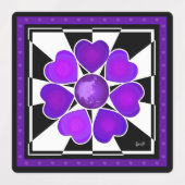 b&wパープルハートの打ち込み ラベル (デザイン1)