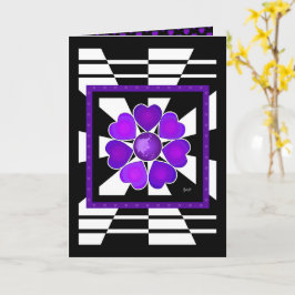 B&Wパープルハートズビーリングバースデーカード カード