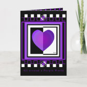 B&Wパープルハートー誕生日カード カード (正面)
