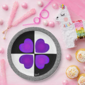 B&Wパープルハート ペーパープレート (パーティー)