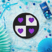 B&Wパープルハート ペーパープレート (パーティー)