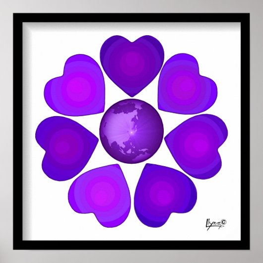 B&Wパープルハート ポスター (正面)