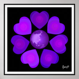 B&Wパープルハート ポスター
