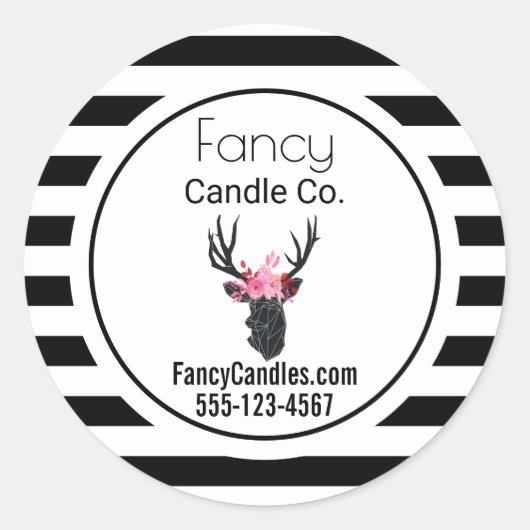 B&Wビジネス付きジオメトリックディアヘストライプッド ラウンドシール (正面)