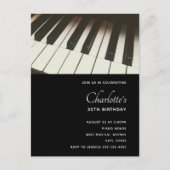 B&Wピスタイリッシュアノ鍵写真 – 誕生日招待状 ポストカード (正面)