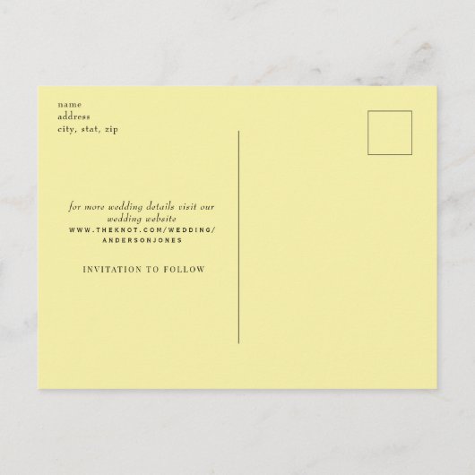 B/Wフォトイエローカレンダーを私たちの日に ポストカード (裏面)