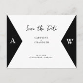 B/Wフォトモノグラムウェディング日付を保存 ポストカード (正面)
