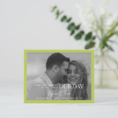 B/Wフォトライムグリーンマークあなたのカレンダー私たちの日 ポストカード (スタンド正面)