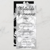 B&Wフランジパニボヘミアンボタニカルモダン結婚ズ メニュー (正面/裏面)