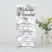 B&Wフランジパニボヘミアンボタニカルモダン結婚ズ メニュー (スタンド正面)