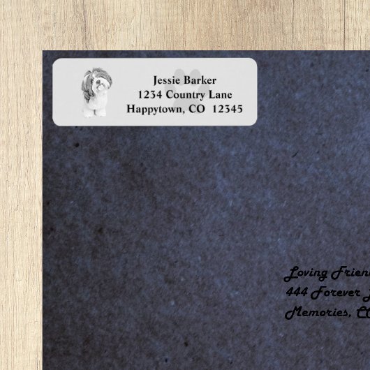 B&Wペンシルシーズー(犬)ツ差出人住所ラベル ラベル