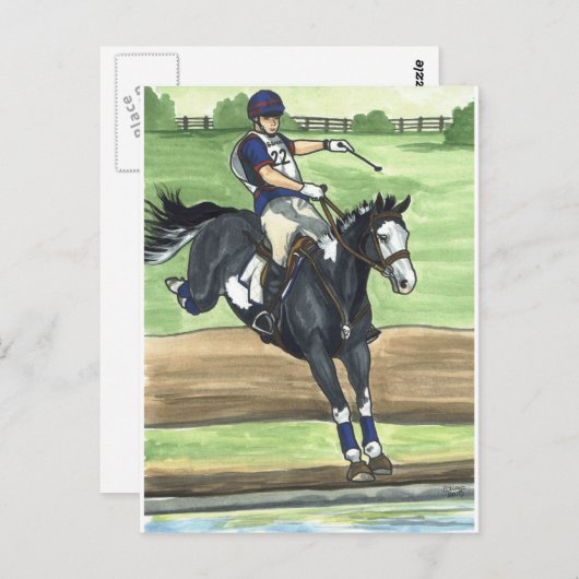 B&WホースXC絵を描を水のエヴェントに ポストカード (正面/裏面)