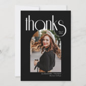 B & Wミニマリスト&アーモダンチフォト卒業 サンキューカード (正面)