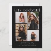 B & Wミニマルモダンリスト5アーチフォト卒業 招待状 (裏面)