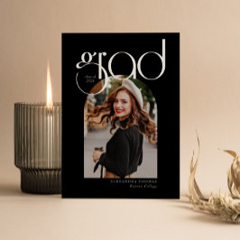 B & Wミニマルモダンリスト5アーチフォト卒業 招待状