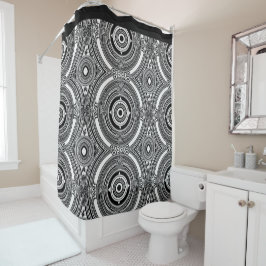 B&Wメダリオンモチーフ シャワーカーテン