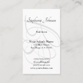 B&Wモダンモノグラムタイポグラフィネイルアーティスト 名刺 (裏面)