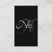 B&Wモダンモノグラムタイポグラフィネイルアーティスト 名刺 (正面)