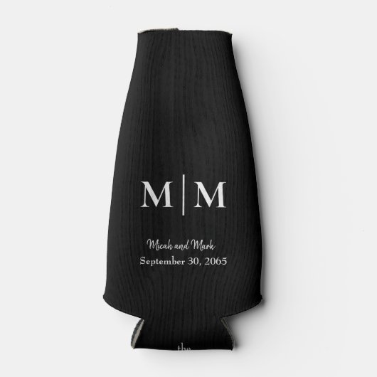 B/Wモノグラム&ネーム結婚ズ背の高いクーラーボックス ボトルクーラー (正面)