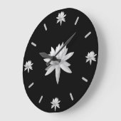 B/Wリリーロータスアートカッコいいトレンディーユニーク ラージ壁時計 (傾斜)