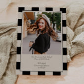 B&Wレトロアー市松模様にチ卒業パーティー 招待状