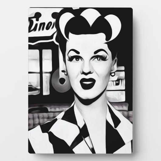 B&Wレトロダイナーウェイトレス フォトプラーク (正面)