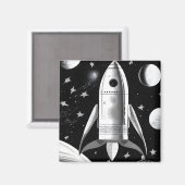 B&Wレトロロケットシップ マグネット (正面/裏面)