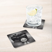 B&Wレトロヴィンテージカメラ スクエアペーパーコースター (インサイチュ)