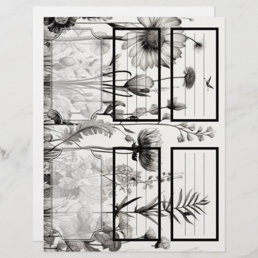 B&Wワイルドフラワーズスージーのガーデン1カスタマイズ空白の可能 (正面/裏面)