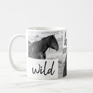 B&Wワイルド馬好き コーヒーマグカップ