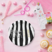 B & W三名コーヒーメーカーストライプのコーヒー ペーパープレート (パーティー)