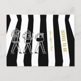 B & W三名コーヒーメーカーストライプのコーヒー ポストカード