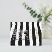 B & W三名コーヒーメーカーストライプのコーヒー ポストカード (スタンド正面)