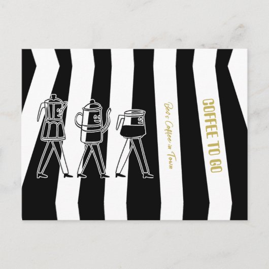 B & W三名コーヒーメーカーストライプのコーヒー ポストカード (正面)