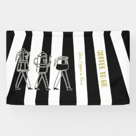 B & W三名コーヒーメーカーストライプのコーヒー 横断幕