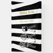 B & W三名コーヒーメーカーストライプのコーヒー 横断幕 (縦)