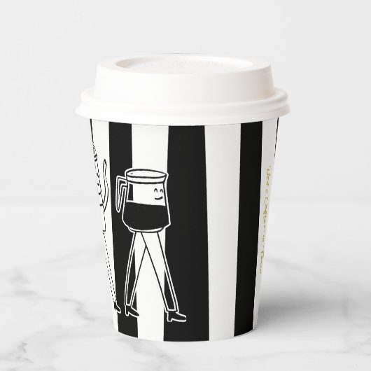 B & W三名コーヒーメーカーストライプのコーヒー 紙コップ (左)