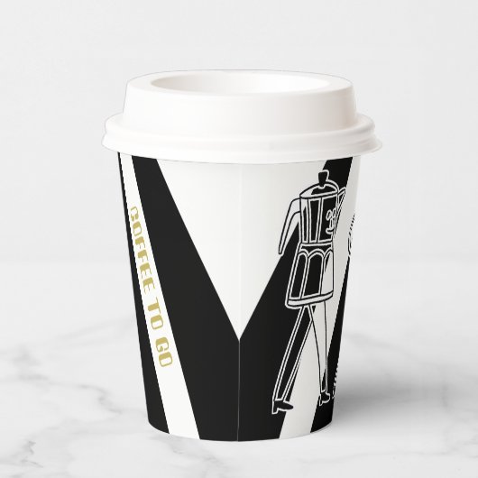 B & W三名コーヒーメーカーストライプのコーヒー 紙コップ (右)