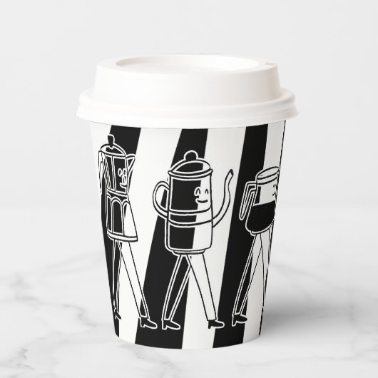 B & W三名コーヒーメーカーストライプのコーヒー 紙コップ (正面)