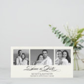 B&W写真エレガントコラージュ結婚式の日付を保存 セーブザデート (スタンド正面)