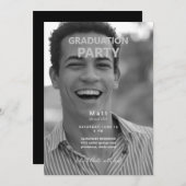 B/W写真卒業パーティー 招待状 (正面/裏面)