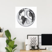 B&W地球 – 平和サイン ポスター (ホームオフィス)