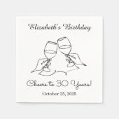 B&W応援モダンから30年誕生日ナプキン スタンダードカクテルナプキン (正面)
