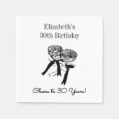 B&W応援モダンから30年誕生日ナプキン スタンダードカクテルナプキン (正面)