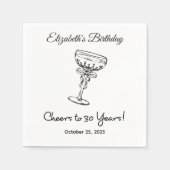 B&W応援モダンから30年誕生日ナプキン スタンダードカクテルナプキン (正面)