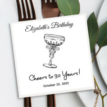 B&W応援モダンから30年誕生日ナプキン