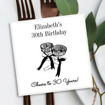 B&W応援モダンから30年誕生日ナプキン